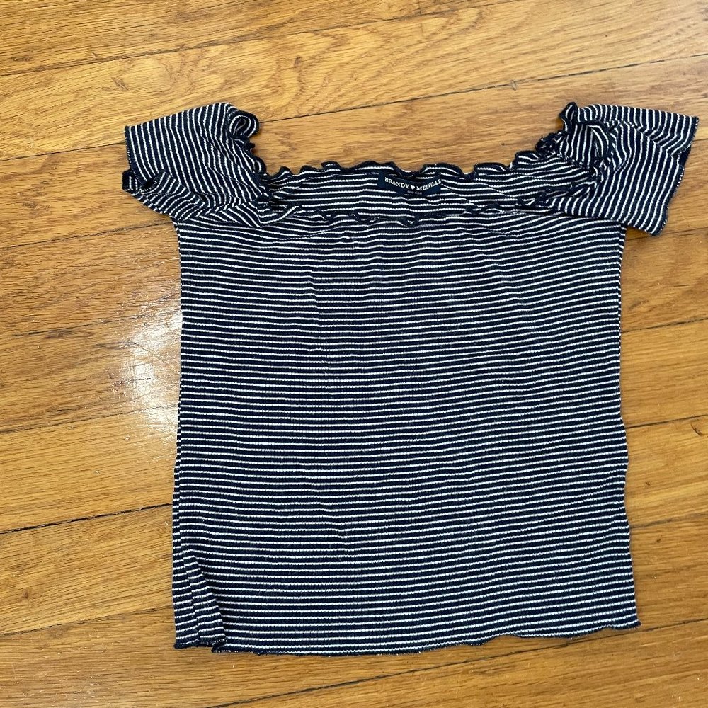 Striped Brandy Melville Off the Shoulder Top - Cropped